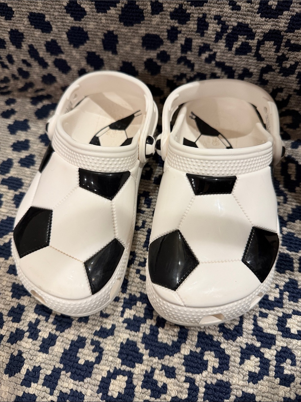 Kids White & Black Soccer Crocs Shoes